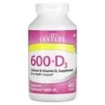 21st Century, 600+D3, Calcium and Vitamin D3 Supplement, 400 Tablets,21st Century, 600+D3, добавка с кальцием и витамином D3, 400 таблеток