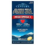 21st Century, Alaska Wild Fish Oil, Mega-Omega 3, wild fish oil from Alaska,90 enteric-coated soft capsules, 21st Century, Alaska Wild, рыбий жир, 90 капсул, покрытых кишечнорастворимой оболочкой