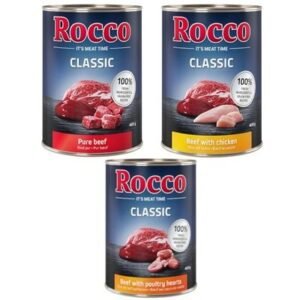6 x 400g Rocco Wet Dog Food  Classic Topseller Mix: Pure Beef