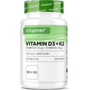 VITAMIN D3 5,000 IU + VITAMIN K2 100 mcg NATURAL 180 TABLETS VIT4EVER