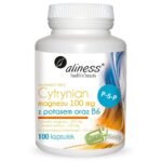 Aliness, Magnesium Citrate 100 mg with potassium 150 mg and B6 - 100 vegetarian capsules,Cytrynian Magnezu 100 mg z potasem 150 mg oraz B6 - 100 vege kapsulek