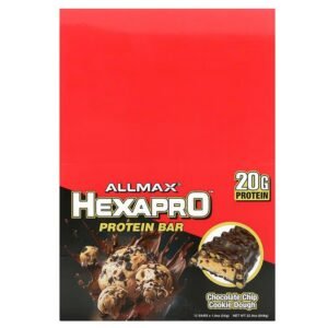 ALLMAX, Hexapro Protein Bars, Chocolate Chip Cookie Dough, 12 bars, 54 g (1.9 oz.) each,ALLMAX, Hexapro Protein Bar, протеиновый батончик, печенье с шоколадной крошкой, 12 батончиков по 54 г (1,9 унции)