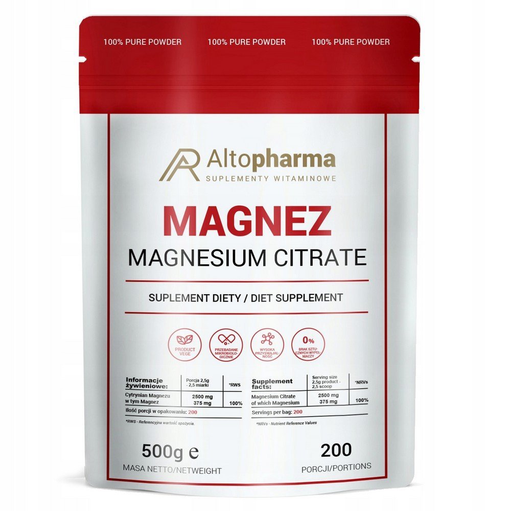 Alto Pharma,MAGNESIUM CITRATE ,dietary supplement ,500 g,CYTRYNIAN MAGNEZU, suplement diety, 500 g,
