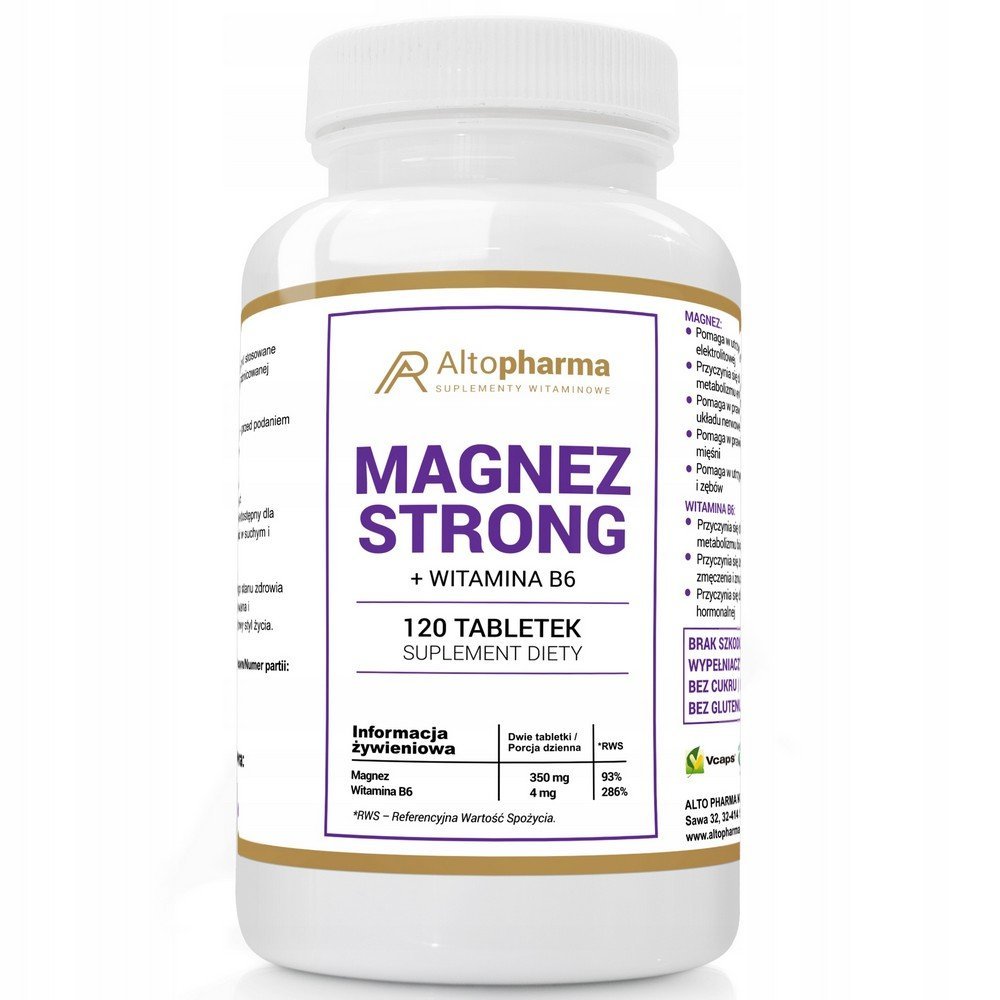 Alto Pharma,Magnez Strong Supplement diety + B6 magnez, 120 szt,Magnez Strong Suplement diety + B6 magnez, 120 szt