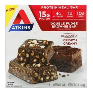 Atkins, Protein Meal Bars, Double Fudge Brownie Bars, 5 bars, 48 ​​g (1.69 oz.) each,Atkins, Protein Meal Riegel, Double Fudge Brownie Riegel, 5 Riegel, je 48 g (1,69 oz.)