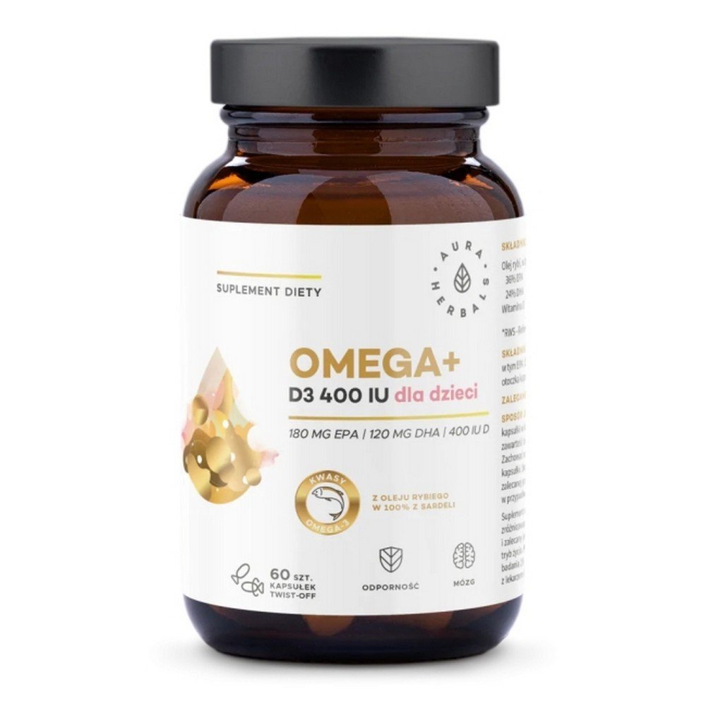 Aura Herbals Omega+ Vitamin D3 400 IU For Children Twist - off Omega-3 acids with vitamin D3 60 pcs