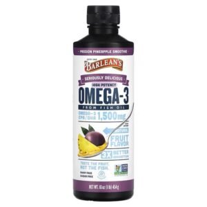 Barlean's, Seriously Delicious, Omega-3 from Fish Oil, Passion Pineapple Smoothie, 1,500 mg, 454 g (1 lb.),Barlean's, Seriously Delicious, Omega-3 aus Fischöl,Passions-Ananas-Smoothie, 1.500 mg, 454 g (1 lb.)