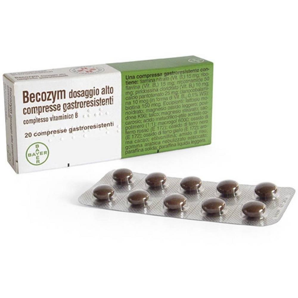 Bayer ,Becozym Compresse Gastroresistenti,Becozym Gastro-Resistant (20 tablets)