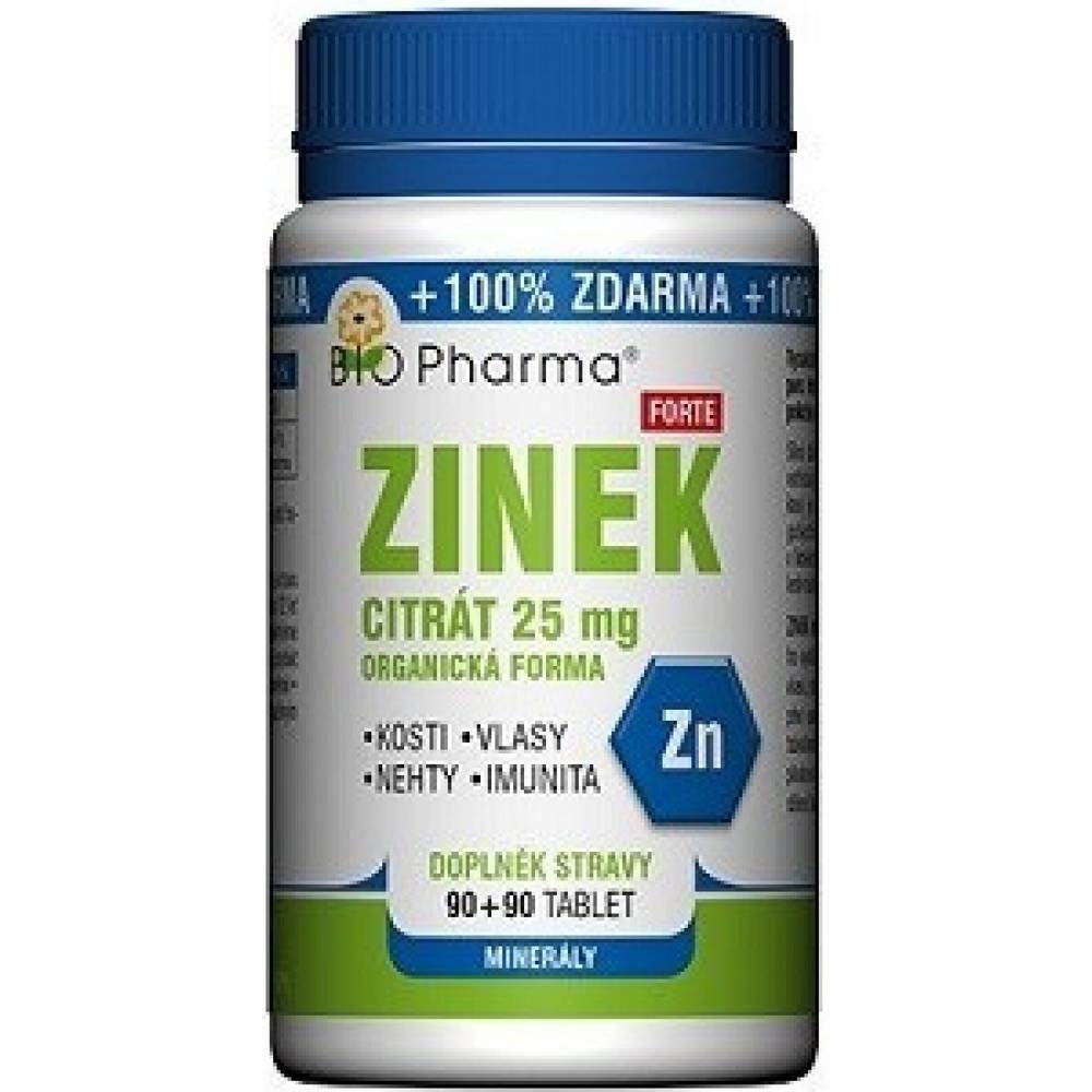 BIO-Pharma Zinek Citrate Forte 25 mg, 180