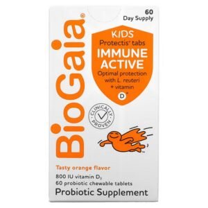 BioGaia, Kids, Immune Active with L. Reuteri + Vitamin D, Orange, 60 probiotic chewable tablets,BioGaia, Kids, Immune Active with L. Reuteri + витамин D, апельсин, 60 жевательных таблеток с пробиотиками