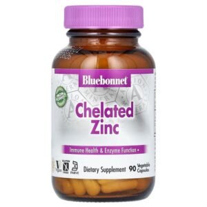 Bluebonnet Nutrition, Chelated Zinc, 90 Vegetable Capsules,Bluebonnet Nutrition, Хелатный цинк, 90 растительных капсул