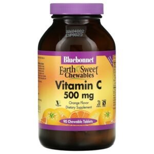 Bluebonnet Nutrition, EarthSweet Chewable Tablets, Vitamin C, Orange, 500 mg, 90 Chewable Tablets,Bluebonnet Nutrition, EarthSweet, жевательные таблетки, витамин C, апельсин, 500 мг, 90 жевательных таблеток