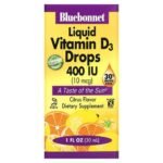 Bluebonnet Nutrition, Liquid Vitamin D3 Drops, Natural Citrus Flavor, 400 IU, 1 fl. oz. (30ml),Bluebonnet Nutrition, Жидкий витамин D3 в каплях, натуральный аромат цитрусовых, 400 МЕ, 1 жидк. унц. (30 мл)