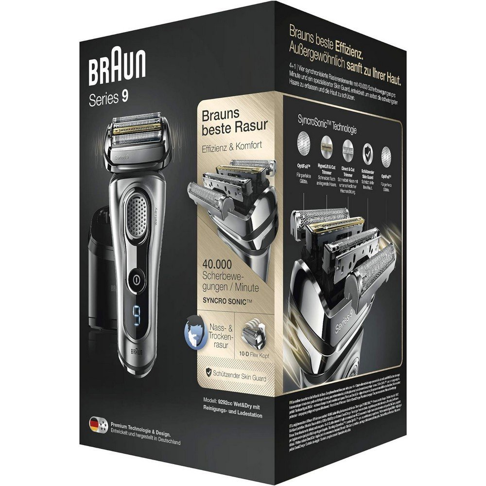 Braun Series 9 Electric Shaver, Silver, 9292cc (Discontinued Model);Braun Series 9 Elektrorasierer, Silber, 9292 cc (Auslaufmodell)