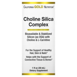 California Gold Nutrition, Choline Silica Complex, Bioavailable and Stabilized Silicon (as OSA) 30 ml ,California Gold Nutrition, Холиновый и кремниевый комплекс, (в виде ортокремниевой кислоты, OSA)30 мл