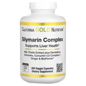 California Gold Nutrition, Silymarin Complex, Milk Thistle Extract and Dandelion,360 Vegetarian Capsules,California Gold Nutrition, комплекс с силимарином, экстракт расторопши и одуванчик,360 растительных капсул