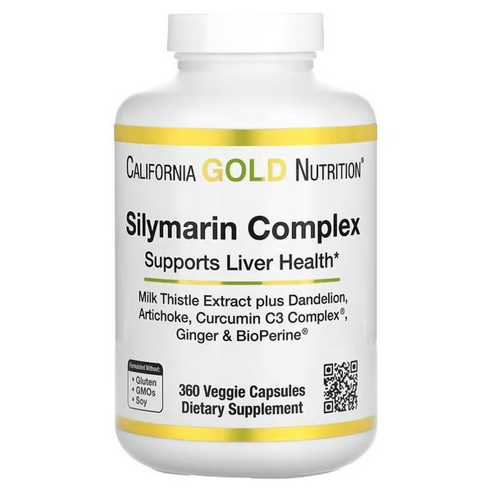 California Gold Nutrition, Silymarin Complex, Milk Thistle Extract and Dandelion,360 Vegetarian Capsules,California Gold Nutrition, комплекс с силимарином, экстракт расторопши и одуванчик,360 растительных капсул