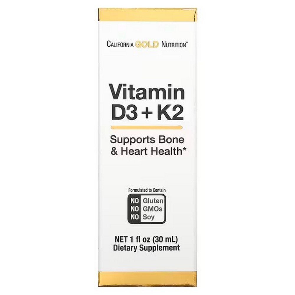 California Gold Nutrition, Vitamin D3 + K2, 25 mcg (1.000 IU), 30 ml (1 fl. oz.),California Gold Nutrition, Vitamin D3 + K2, 25 mcg (1.000 IU), 30 ml (1 fl. oz.)