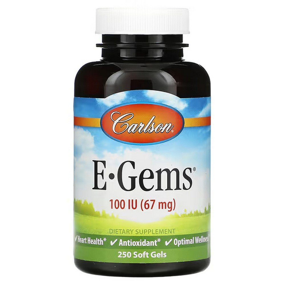 Carlson, E-Gems, 67 mg (100 IU), 250 softgels,Carlson, E-Gems, 67 мг (100 МЕ), 250 капсул