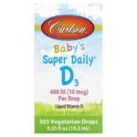 Carlson, Baby's Super Daily D3, 10 mcg (400 IU), 10.3 ml (0.35 fl. oz.),Carlson, Super Daily, витамин D3 для детей, 10 мкг (400 МЕ), 10,3 мл (0,35 жидк. унций)