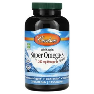 Carlson, Wild Caught Super Omega-3 Gems,, 1,200 mg, 250 soft capsules (600 mg per soft capsule),Carlson, высокоэффективные омега-3 кислоты из рыбы дикого улова, 1200 мг, 250 капсул (600 мг в 1 капсуле)