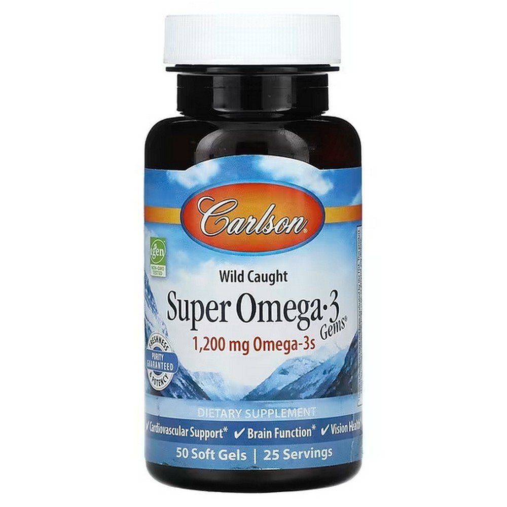 Carlson, Wild Caught Super Omega-3 Gems, 1,200 mg, 50 Softgels (600 mg per Softgel),Carlson, Super Omega-3 Gems, высокоэффективные омега-3 кислоты из рыбы дикого улова, 1200 мг, 50 капсул (600 мг в 1 капсуле)