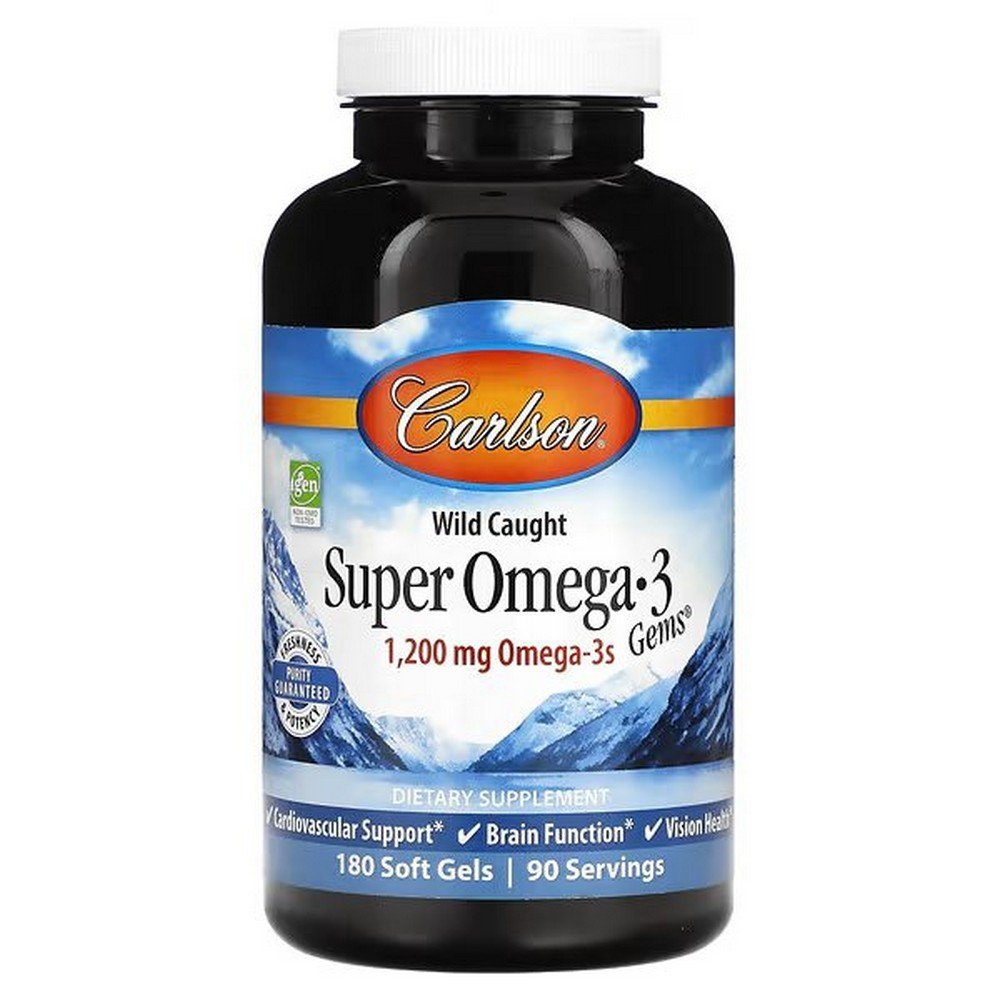 Carlson, Wild Caught Super Omega-3 Gems, wild-caught fish oil concentrate with Super Omega-3, 1,200 mg, 180 soft capsules (600 mg per soft capsule),Carlson, Wild Caught Super Omega-3 Gems, Fischöl-Konzentrat aus Wildfang mit Super Omega-3, 1.200 mg, 180 Weichkapseln (600 mg pro Weichkapsel)