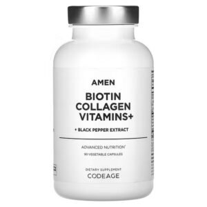 Codeage, Amen Biotin Collagen Vitamins+ Black Pepper Extract, 90 Vegetable Capsules,Codeage, Amen, биотин, коллаген, витамины и экстракт черного перца, 90 растительных капсул