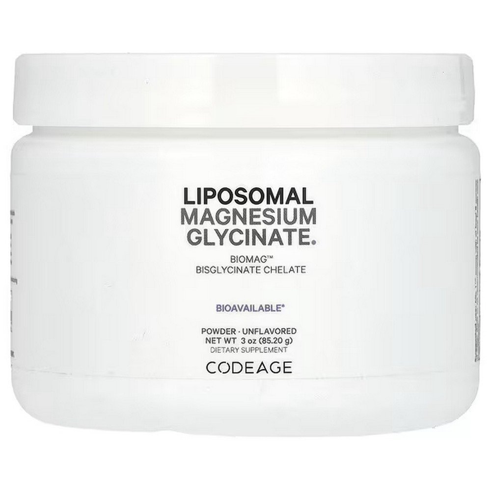 Codeage, Liposomal Magnesium Glycinate Powder, Unflavored, 3 oz (85.2 g),Codeage, липосомальный глицинат магния в порошке, без вкусовых добавок, 85,2 г (3 унции)