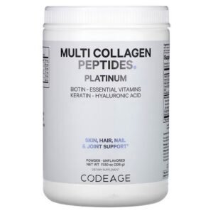 Codeage, Multi Collagen Peptides Powder Platinum, Multi Collagen Peptides Powder, Unflavored, 11.5 oz (326 g),Codeage, Platinum, мультиколлагеновые пептиды в порошке, без добавок, 326 г (11,5 унции)