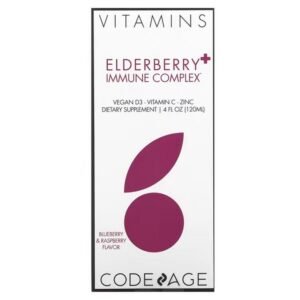 Codeage, Vitamins, Elderberry & Immune Complex, Blueberry & Raspberry, 4 fl oz (120 ml),Codeage, Vitamins, бузина и иммунный комплекс, голубика и малина, 120 мл (4 жидк. Унции)
