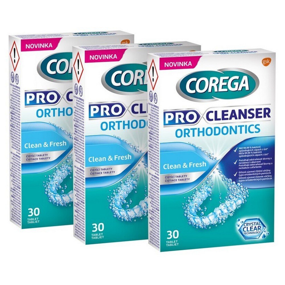 COREGA Pro cleanser orthodontics cleaning tablets for braces 3 x 30 pieces