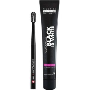 CURAPROX black is white charcoal toothpaste and brush, 1 pcs