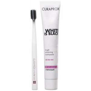 CURAPROX white is black charcoal toothpaste mild + brush, 1 pcs