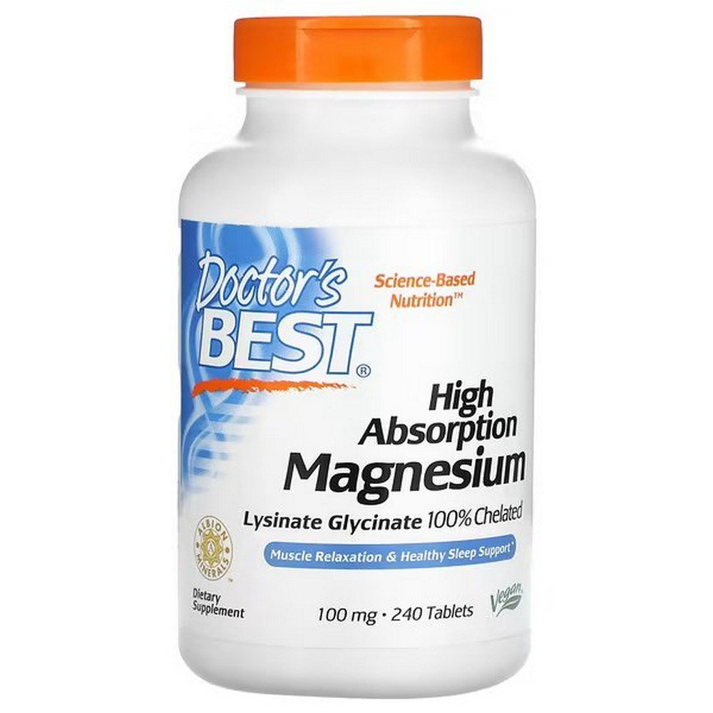 Doctor's Best, High Absorption Magnesium 100% Chelated with Albion Minerals, high absorption magnesium powder, 100% chelated with Albion minerals, 100 mg, 240 tablets,Doctor's Best, High Absorption Magnesium 100% Chelated with Albion Minerals, Magnesiumpulver mit hohem Aufnahmewert, 100% mit Albion-Mineralien chelatiert, 100 mg, 240 Tabletten