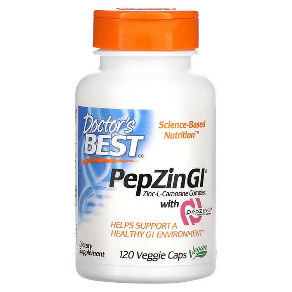 Doctor's Best, PepZin GI, Zinc-L-Carnosine Complex, 120 Vegetable Capsules,Doctor's Best, PepZin GI, комплекс цинк-L-карнозин, 120 растительных капсул