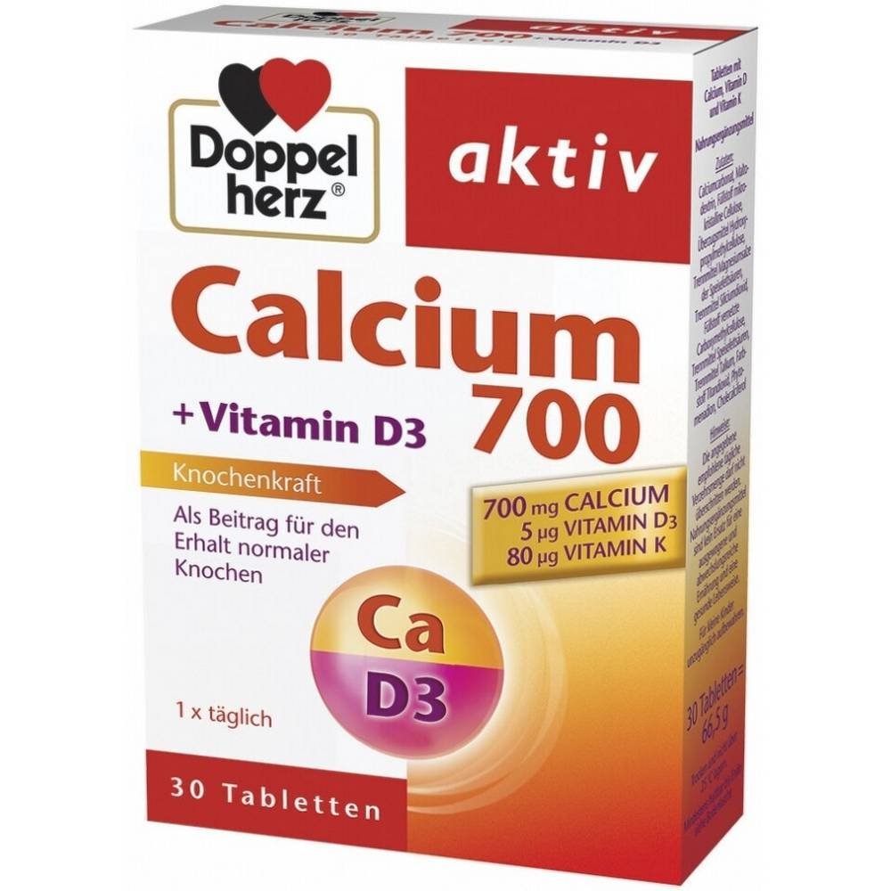 Doppelherz active Calcium 700 + vitamin D3 + vitamin K, 30, Doppelherz active Kалций 700 + витамин D3 + витамин K