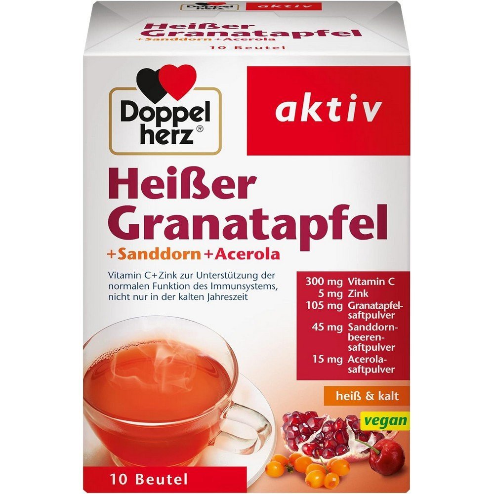 Doppelherz Hot Pomegranate with Vitamin C, 1 x 10 Bags, Doppelherz Scharfer Granatapfel mit Vitamin C, 1 x 10 Beutel