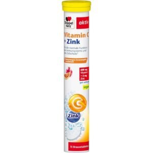 Doppelherz Vitamin C + Zinc, 15 Well-Dissolving Effervescent Tablets, Doppelherz Vitamin C + Zink, 15 gut lösliche Brausetabletten