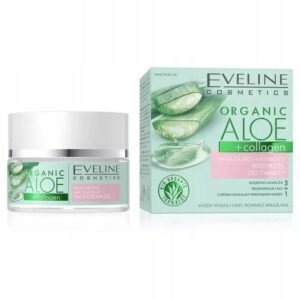 Eveline Cosmetics,Eveline Organic Aloe+Collagen soothing cream-gel,Eveline Organiczny Aloes+Kolagen łagodzący krem-żel
