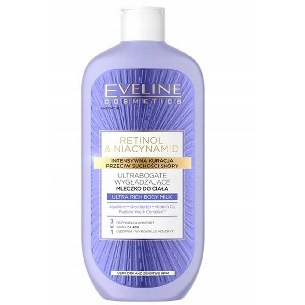 Eveline Cosmetics,Eveline Smoothing body milk with retinol and niacinamide, 350 ml,Eveline Wygładzające mleczko do ciała z retinolem i niacynamidem, 350 ml