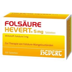 Folic acid Hevert 5mg tablets 100 pieces.,Folsäure Hevert 5mg Tabletten 100 Stk.