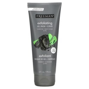 Freeman Beauty, Exfoliating Gel Beauty Mask + Scrub, Charcoal + Black Sugar, 6 fl oz (175 ml),Freeman Beauty, Schönheitsmaske und -Peeling, Aktivkohle und schwarzer Zucker, 175 ml (6 fl. oz.)