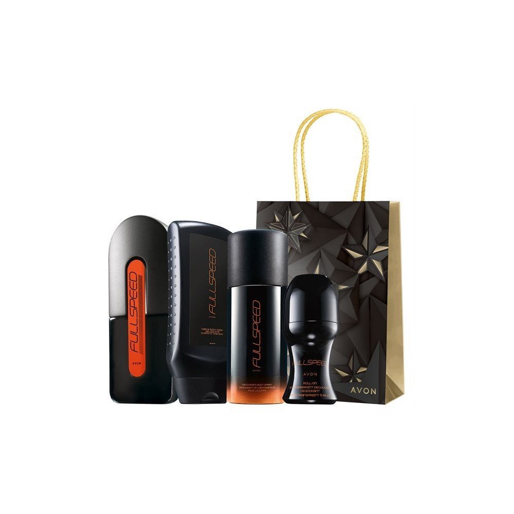 Avon,FULL SPEED SET FOR MEN 4 PCS + AVON BAG,ZESTAW FULL SPEED DLA MĘŻCZYZN 4 SZT.+TOREBKA AVON