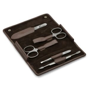 Mont Bleu s.r.o.,Giesen & Forsthoff’s Timor 5-piece Manicure Set in Mauve Floater Leather Case,5dílná sada na manikúru Giesen & Forsthoff Timor v koženém pouzdře Mauve Floater