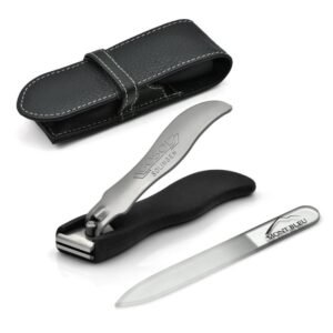Mont Bleu s.r.o.,GÖSOL 2-piece Manicure Set with Nail Clippers & Nail File in Leather Case, Made in Solingen (Germany),GÖSOL 2dílná sada na manikúru s kleštičkami na nehty a pilníkem na nehty v koženém pouzdře, vyrobené v Solingenu (Německo)