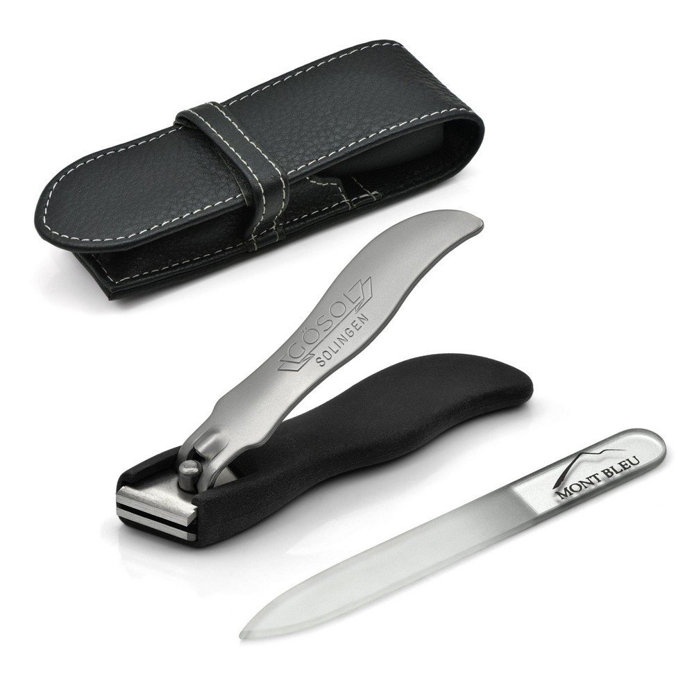 Mont Bleu s.r.o.,GÖSOL 2-piece Manicure Set with Nail Clippers & Nail File in Leather Case, Made in Solingen (Germany),GÖSOL 2dílná sada na manikúru s kleštičkami na nehty a pilníkem na nehty v koženém pouzdře, vyrobené v Solingenu (Německo)