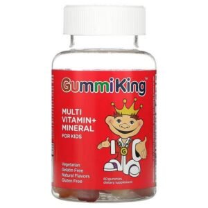 GummiKing, Multi-Vitamin + Mineral for Children, Strawberry, Orange, Lemon, Grape, Cherry and Grapefruit, 60 Fruit Gummies,GummiKing, Multivitamin + Mineralstoff für Kinder, Traube, Zitrone, Orange, Erdbeere und Kirsche, 60 Fruchtgummis