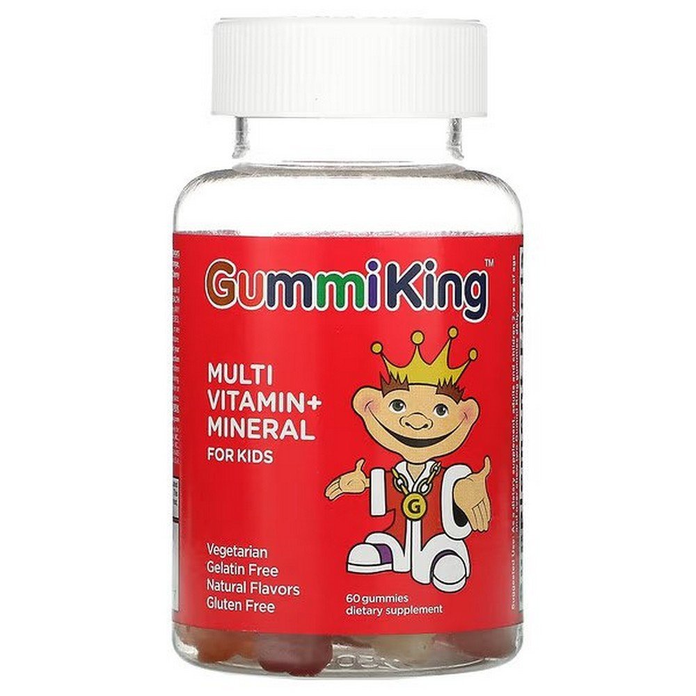 GummiKing, Multi-Vitamin + Mineral for Children, Strawberry, Orange, Lemon, Grape, Cherry and Grapefruit, 60 Fruit Gummies,GummiKing, Multivitamin + Mineralstoff für Kinder, Traube, Zitrone, Orange, Erdbeere und Kirsche, 60 Fruchtgummis