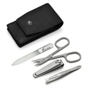 Mont Bleu s.r.o.,Hans Kniebes 4-piece Manicure Set for Men in Amalfi Leather Case, Made in Germany,Hans Kniebes 4dílná sada na manikúru pro muže v koženém pouzdře Amalfi, vyrobeno v Německu
​